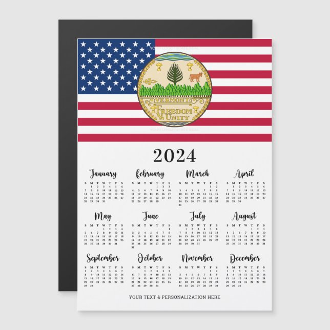 American Flag Patriotic Your Logo 2023 Calendrier (Devant / Derrière)