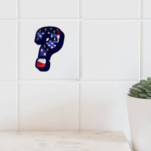 American Flag Question Mark LG Photo Carreaux en c