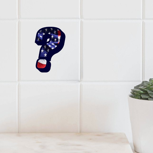 American Flag Question Mark LG Photo Carreaux en c (American Flag Question Mark LG Photo Ceramic Tile)