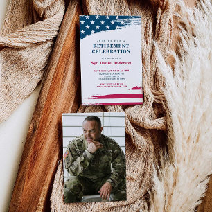 American Flag Retirement Party Invitation Militair