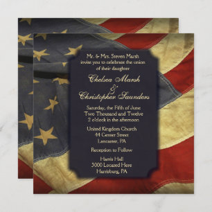 American Flag Texte léger Invitations de mariage