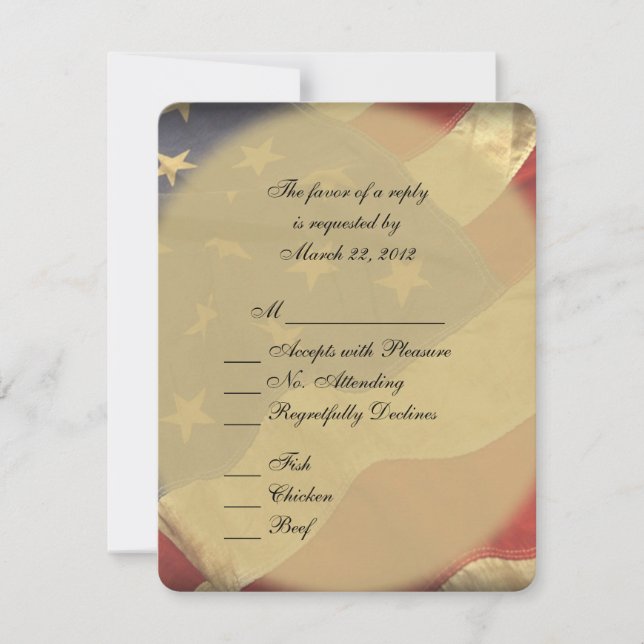 American Flag Wedding RSVP avec choix de menu (Devant)
