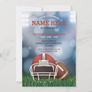 American Football Party Blue Invitation anniversai