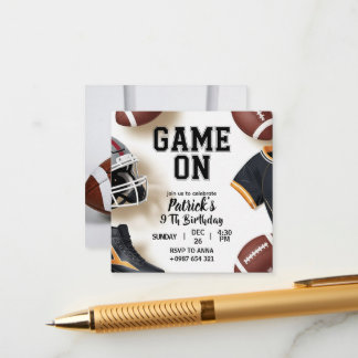 American football–themed birthday invitation