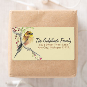 American Goldfinch Bird Aquarelle Étiquette