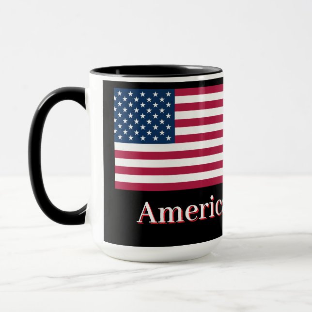 American Hero Patriotic USA Flag Personalized Mug (Gauche)