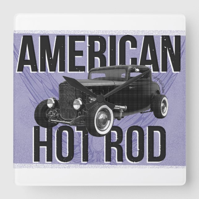 American Hot Rod. Horloge murale version bleue (Recto)