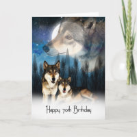 American Indian Style Wolf Carte d'anniversaire 70