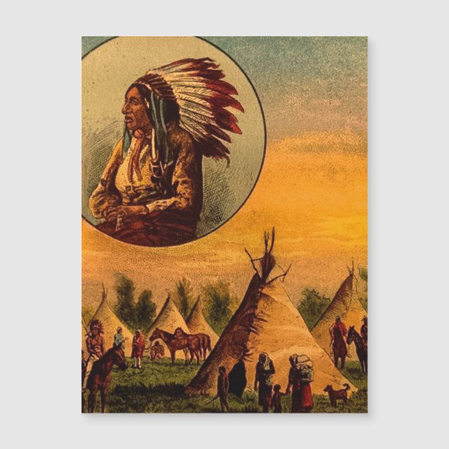 American Indians Vintage Magic Lantern Slide (Devant)
