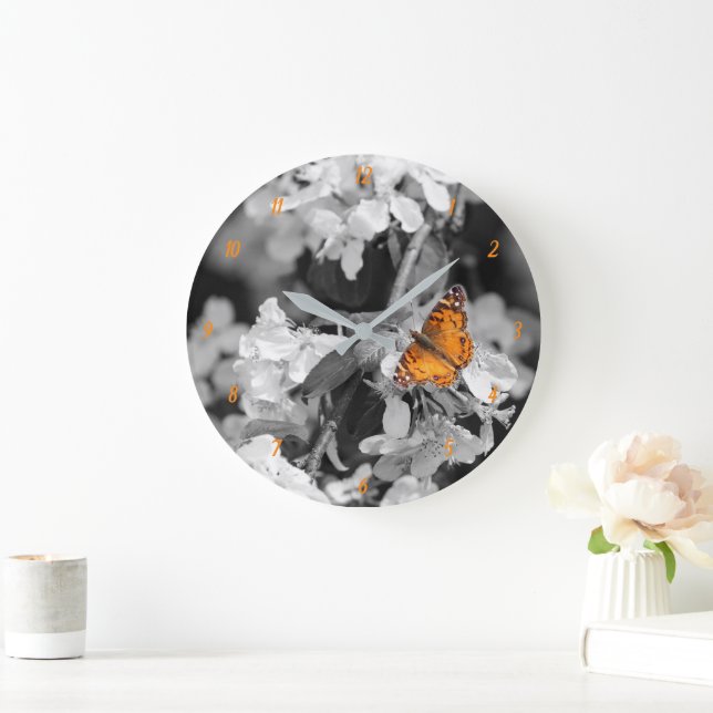 American Lady Butterfly Number Horloge murale (Maison)