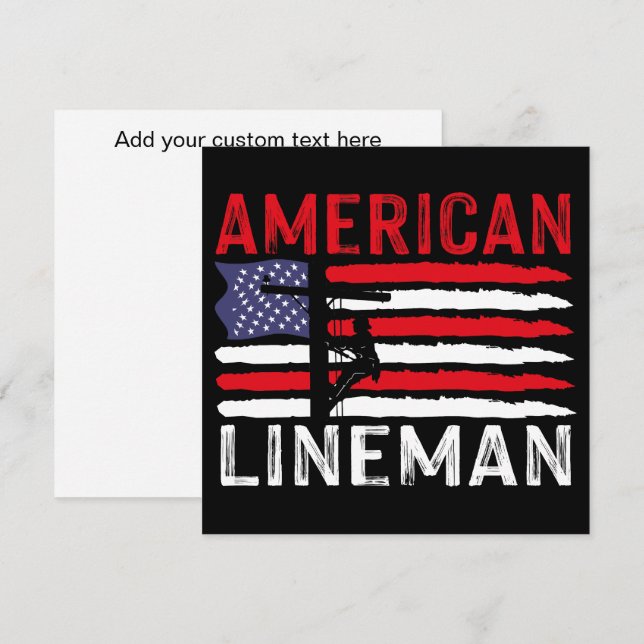 American Lineman Electric Cable Patriotic USA Flag (Devant / Derrière)