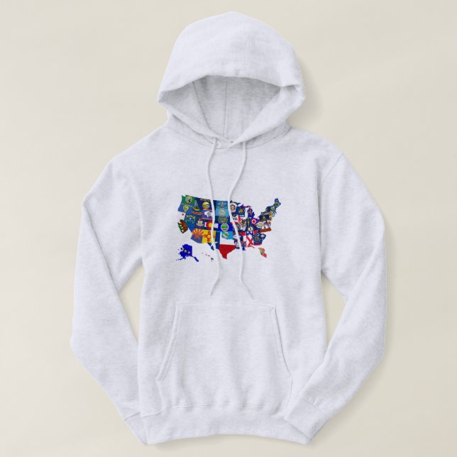 American Map State Flags Mosaic Sweat - shirt à ca (Design devant)