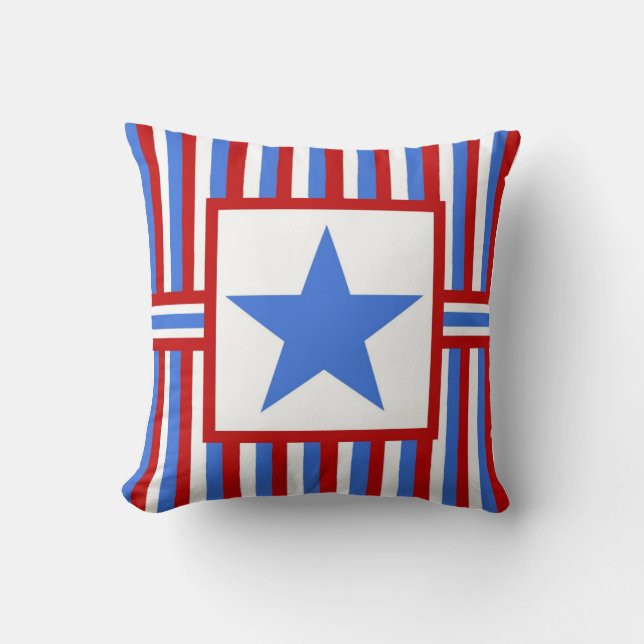 American Patriotic Modern Folk Art Jeter Oreiller (Recto)