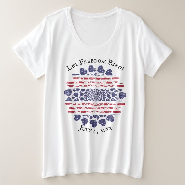 American Psychedelic Patriotic Hearts Tie Dye (Design devant)