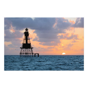 American Shoal Lighthouse, Floride Satin Photo