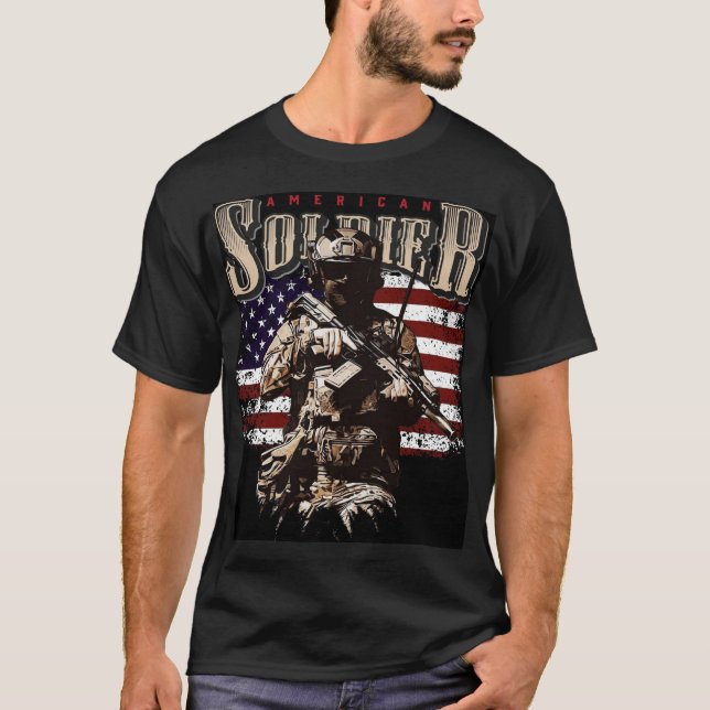 American Soldier PatrioticMilitary Graphic T-shirt (Devant)