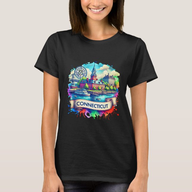 American State Map T-Shirts - Connecticut USA map (Devant)
