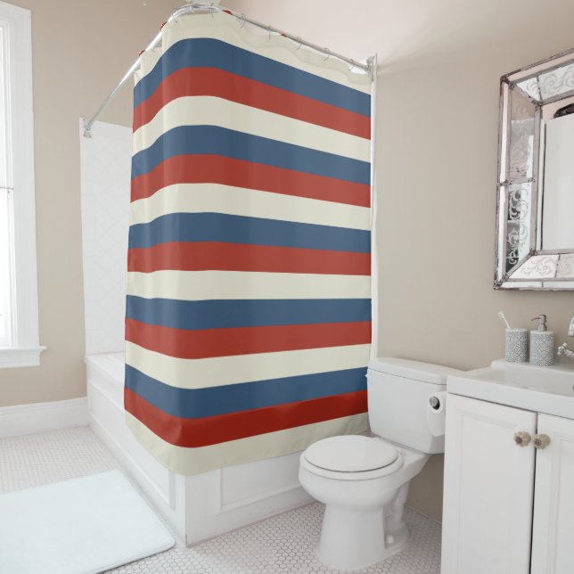 American Stripes - Rideau de douche gras (En situation)