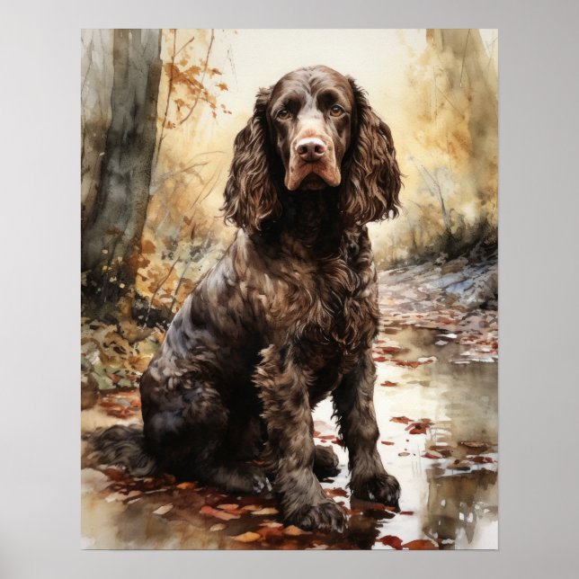 American Water Spaniel Dog Art Imprimer Poster (Devant)