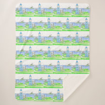 Americana Lighthouse Grande couverture Sherpa