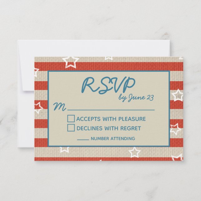 Americana Patriotic Wedding RSVP Détails Insérer (Devant)