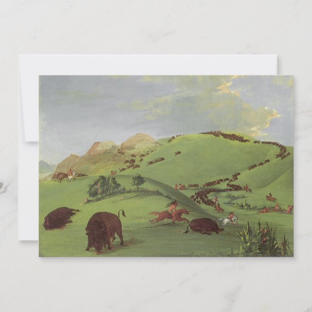 Amérindiens d'époque, Buffalo Chase de Catlin (Devant)