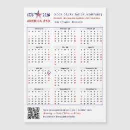 Amérique 250 Patriotic 2026 Calendrier Keepsaké