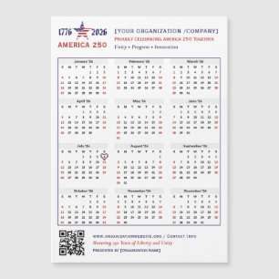 Amérique 250 Patriotic 2026 Calendrier Keepsaké