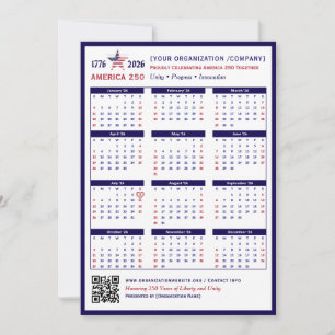 Amérique 250 Patriotic Blue 2026 Calendrier Keepsa