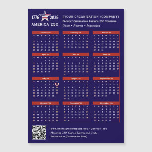 Amérique 250 Patriotic Blue 2026 Calendrier Keepsa