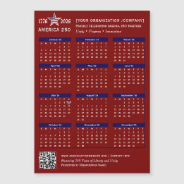Amérique 250 Patriotic Red 2026 Calendrier Keepsak