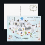 Amérique | Carte de l'aquarelle illustrée USA<br><div class="desc">Un art parfait pour tous ceux qui aiment les Etats-Unis. Ajoutez votre libellé personnalisé à cette conception à l'aide des cases "Modifier ce modèle de conception" situées à droite de l'élément, ou cliquez sur le bouton bleu "Customiser" pour arranger le texte, modifier les polices et les couleurs et ajouter des...</div>