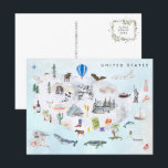 Amérique | Carte de l'aquarelle illustrée USA<br><div class="desc">Un art parfait pour tous ceux qui aiment les Etats-Unis. Ajoutez votre libellé personnalisé à cette conception à l'aide des cases "Modifier ce modèle de conception" situées à droite de l'élément, ou cliquez sur le bouton bleu "Customiser" pour arranger le texte, modifier les polices et les couleurs et ajouter des...</div>