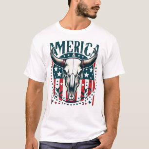 Amérique Rouge Blanc et Bleu avec T-shirt Taureau
