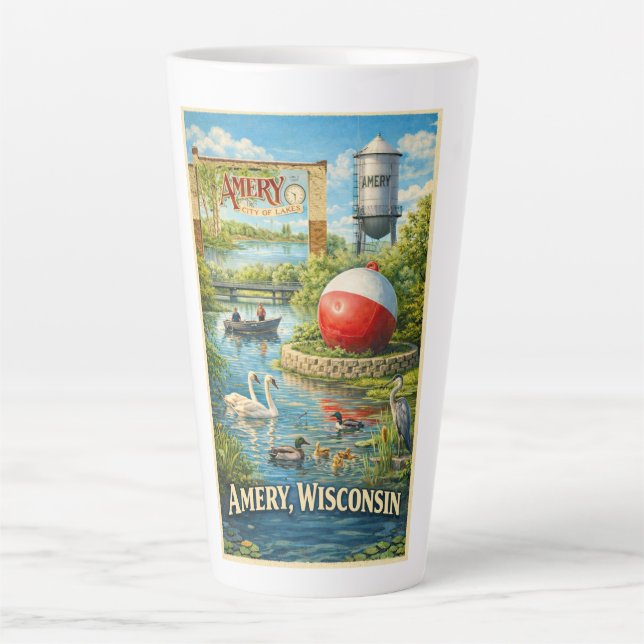 Amery, Wisconsin City of Lakes Latte Mug (Devant)