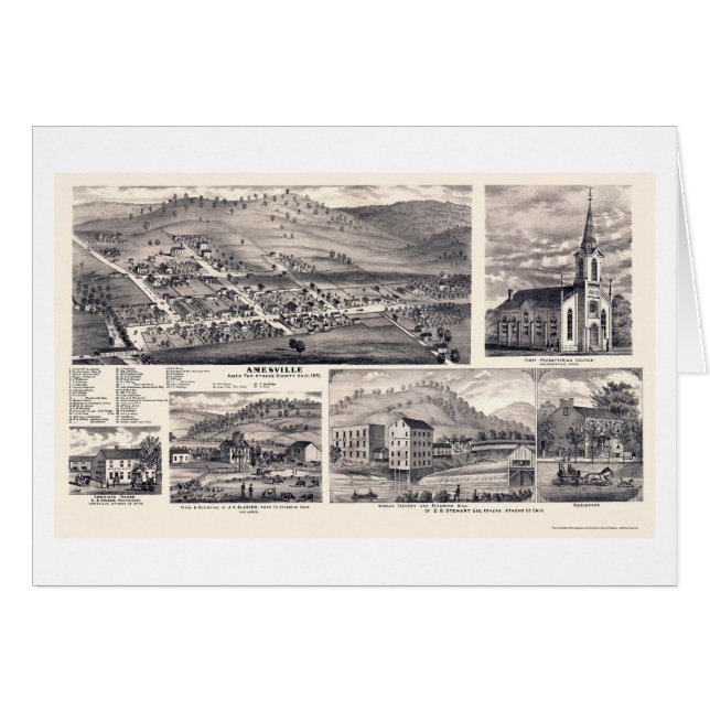 Amesville, carte panoramique de l'OH - 1875 (Devant horizontal)