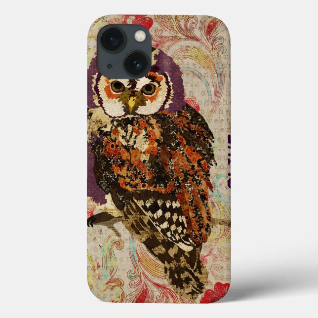 Amethyst & Amber Owl coque ipad floral (Verso)
