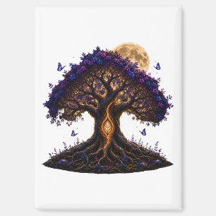 amethyst golden moon tree magnet