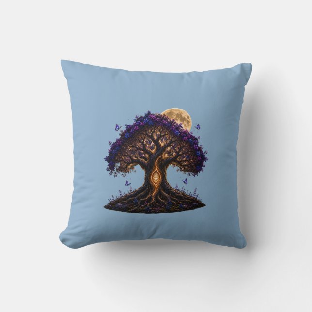 amethyst golden moon tree skybleu coussin  (Recto)