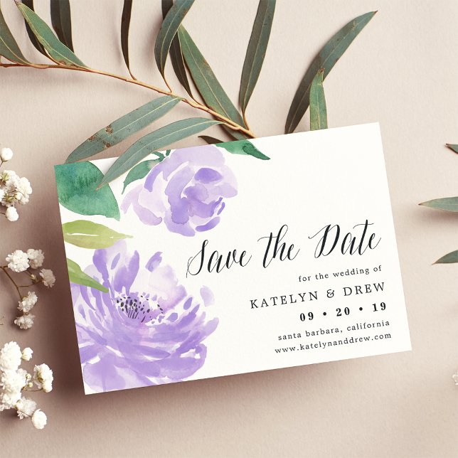 Amethyst Peony Enregistrer la carte de date (Créateur téléchargé)