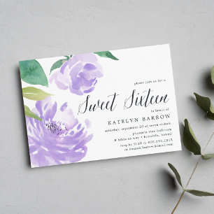 Amethyst Peony Invitation Sweet sixteen