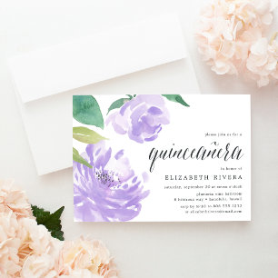 Amethyst Peony   Quinceanera Invitation