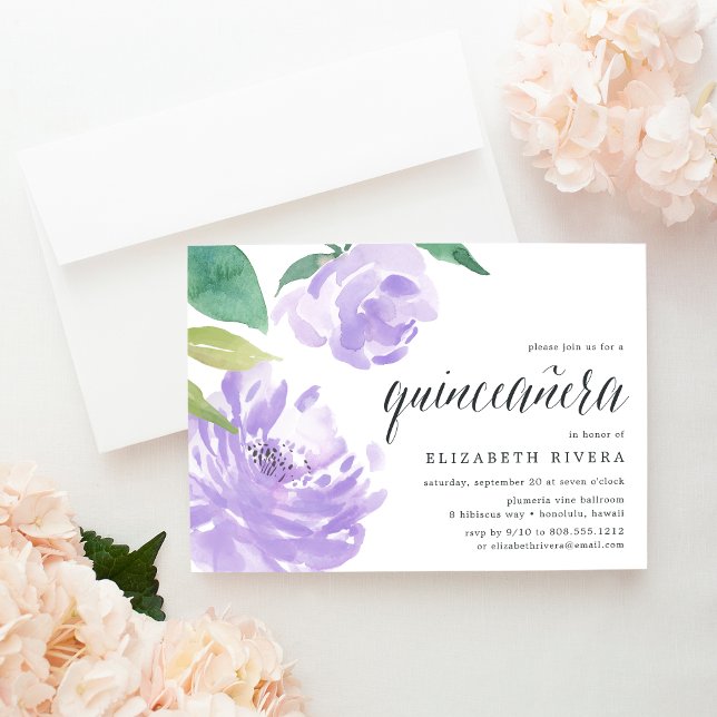 Amethyst Peony | Quinceanera Invitation (Créateur téléchargé)