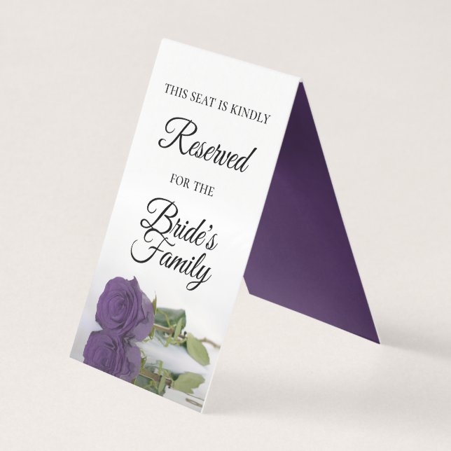 Amethyst Purple Rose Réservé Mariage Carte Place (Front)
