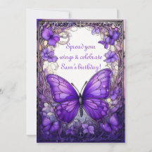 Amethyst Wings Invitation d'anniversaire