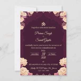 Améthyste Élégance : Invitation de mariage floral 