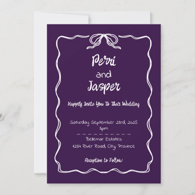 Améthyste Gem & Pen Faire-part de mariage (Devant)