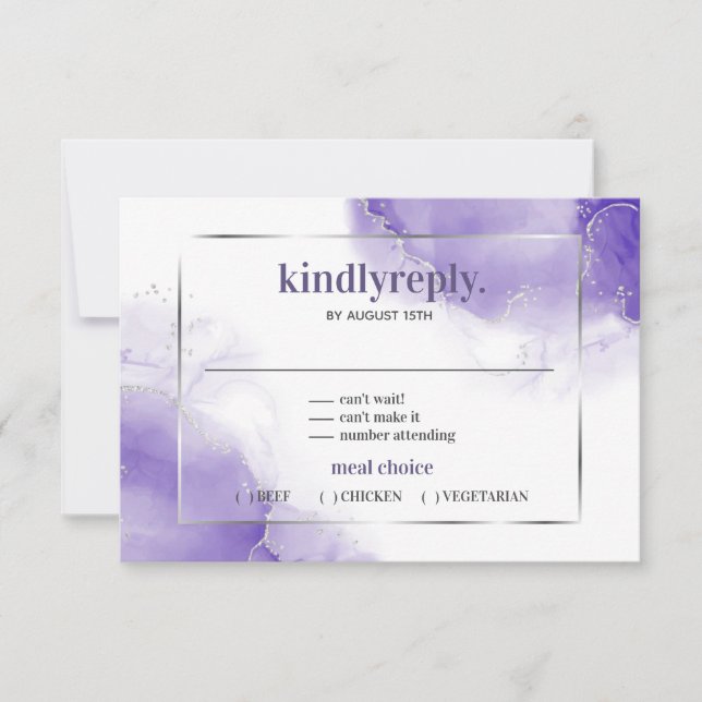 Améthyste Purple Minimaliste Argent RSVP (Devant)