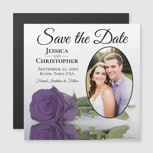 Améthyste Rose Violette Save The Date Photo Magnet (Devant / Derrière)