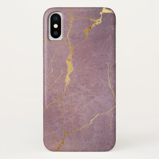 Améthyste violet avec Gold Marbl iPhone / coque ip (Dos)